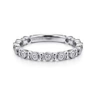 14K White Gold Stackable Diamond Ring with Bead Spacers