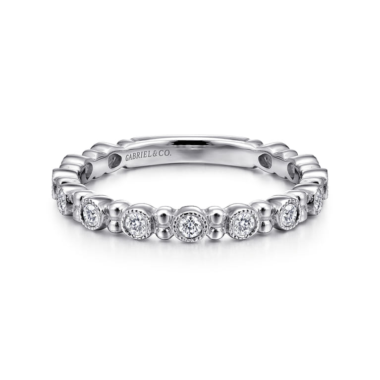 14K White Gold Stackable Diamond Ring with Bead Spacers - 0.23 ct - Shot 1