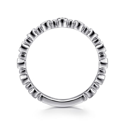 14K White Gold Stackable Diamond Ring with Bead Spacers