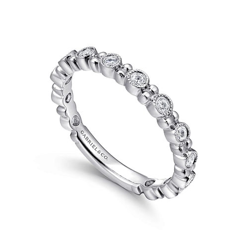 14K White Gold Stackable Diamond Ring with Bead Spacers - 0.23 ct - Shot 3