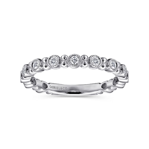 14K White Gold Stackable Diamond Ring with Bead Spacers - 0.23 ct - Shot 4