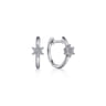 14K White Gold Star Diamond Huggies - 0.12 ct