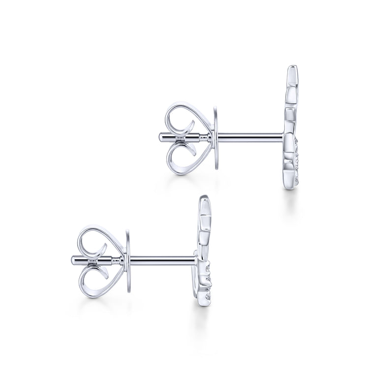 14K White Gold Star Shaped Pave Diamond Stud Earrings