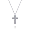 14K White Gold Straight Pave Diamond Cross Necklace - 0.18 ct