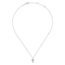 14K White Gold Straight Pave Diamond Cross Necklace - 0.18 ct