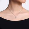 14K White Gold Straight Pave Diamond Cross Necklace - 0.18 ct