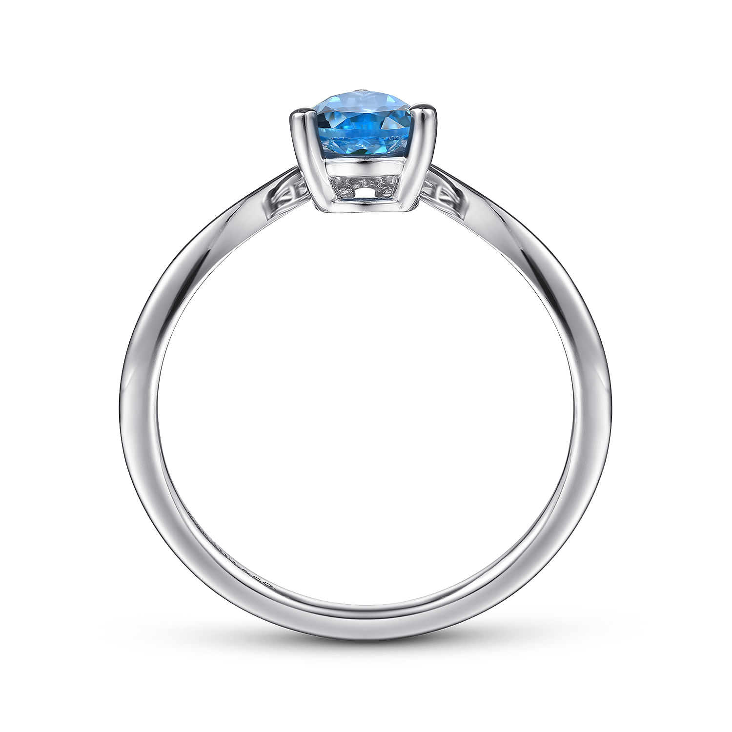 14K White Gold Swiss Blue Topaz Diamond Chevron Ring @ $650
