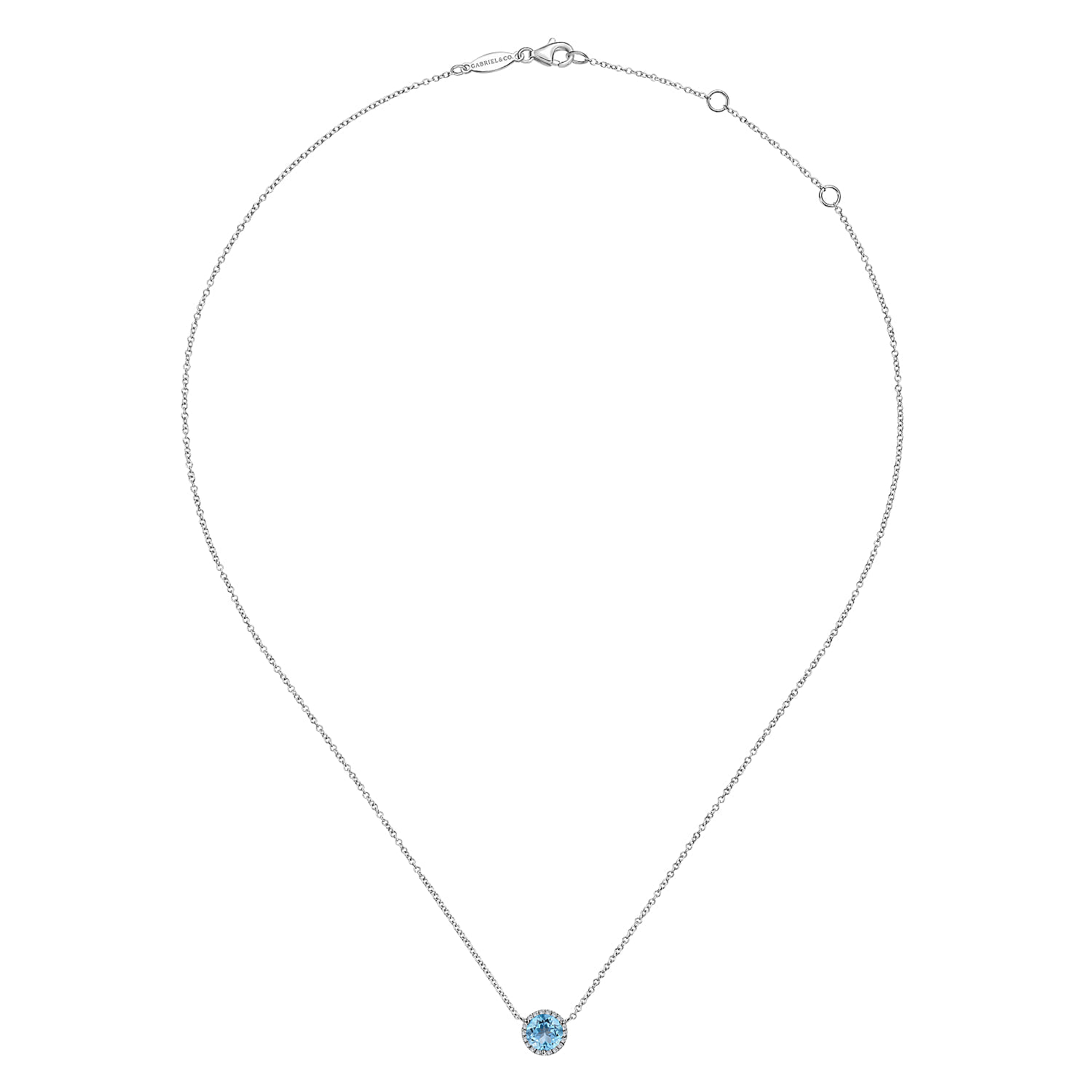 14K White Gold Swiss Blue Topaz Pendant Necklace - 0.07 ct - Shot 2