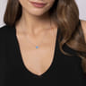 14K White Gold Swiss Blue Topaz Pendant Necklace - 0.07 ct