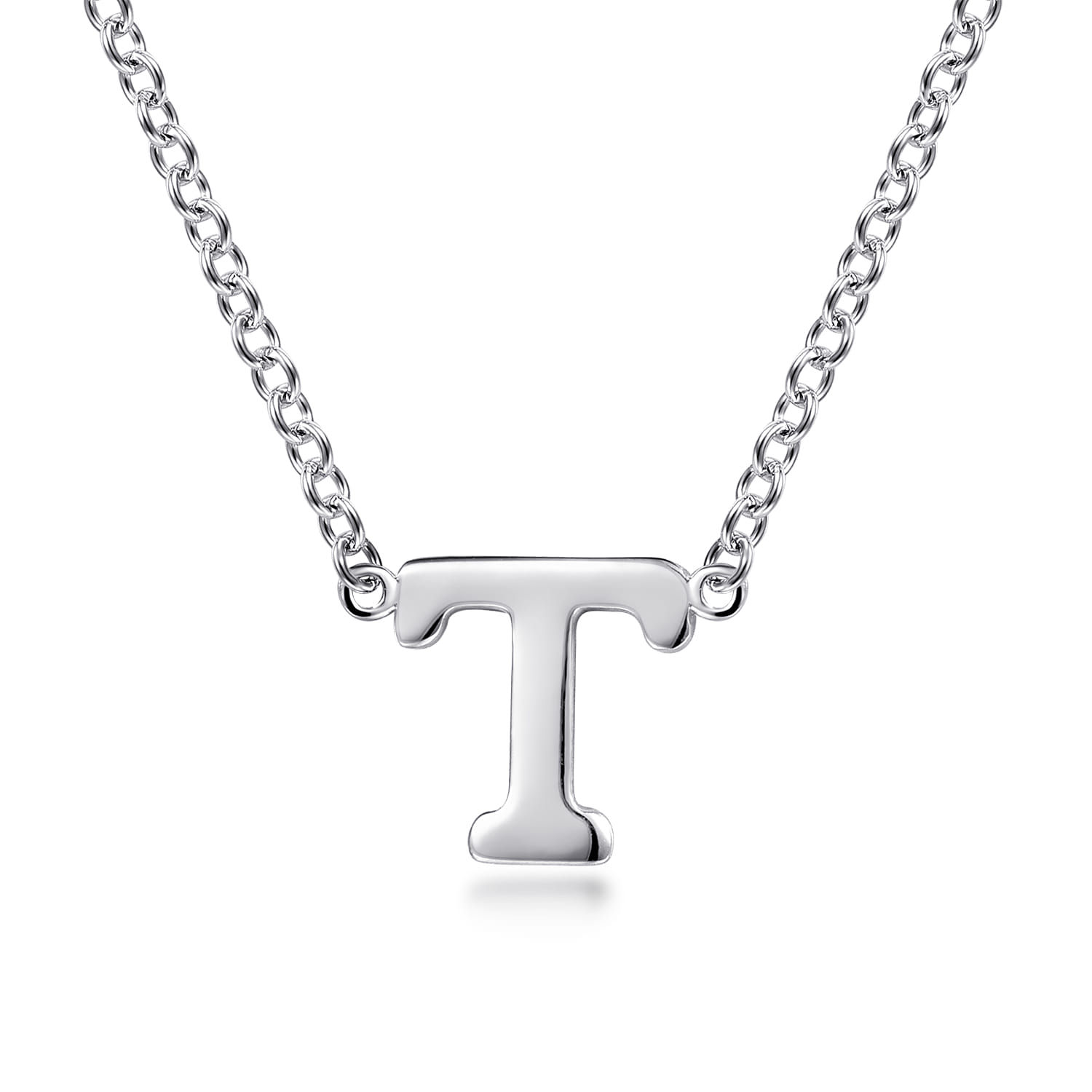 14K White Gold T Initial Necklace - Shot 1