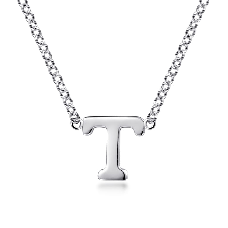 14K White Gold T Initial Necklace - Shot 1