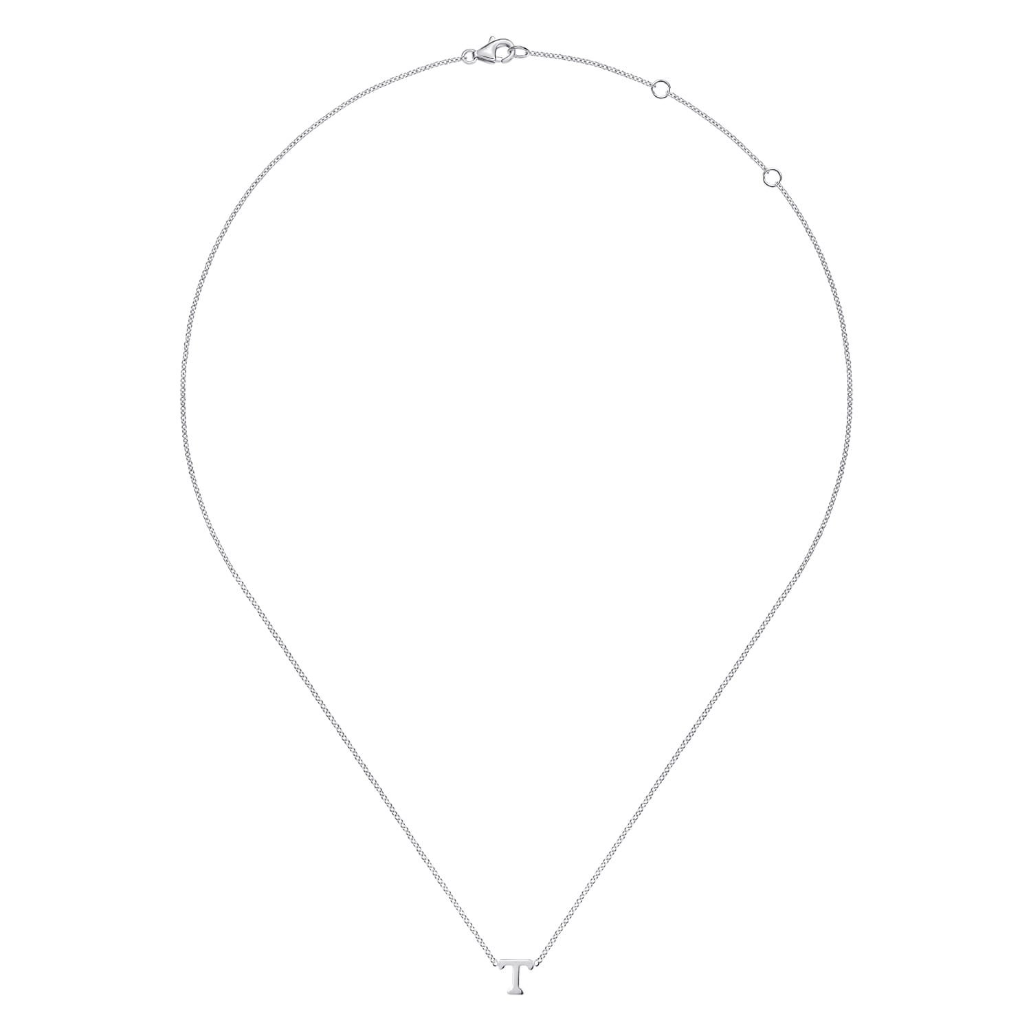 14K White Gold T Initial Necklace - Shot 2