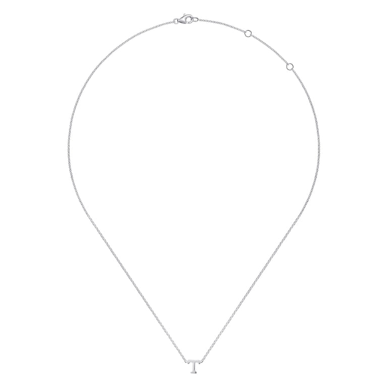 14K White Gold T Initial Necklace - Shot 2