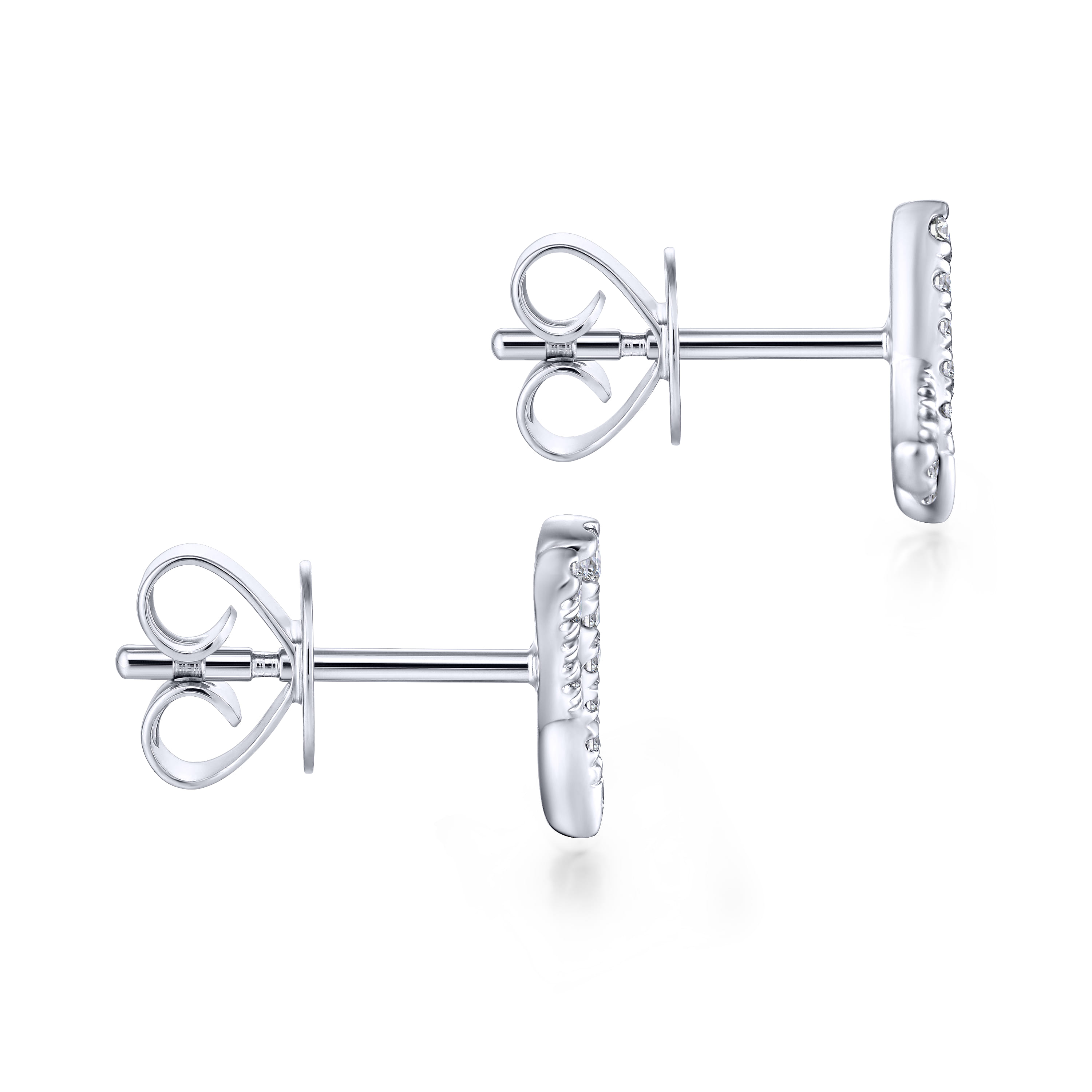 14K White Gold Tapered X Diamond Stud Earrings - 0.15 ct - Shot 3