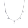 14K White Gold Teardrop Bezel Set Diamond Drop Necklace - 0.25 ct