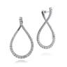 14K White Gold Teardrop Diamond Bypass Hoop Earrings - 1.3 ct