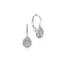 14K White Gold Teardrop Diamond Drop Earrings with Twisted Rope Frames - 0.06 ct