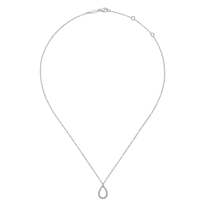 14K White Gold Teardrop Diamond Pendant Necklace