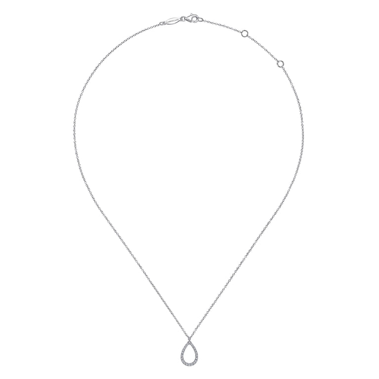 14K White Gold Teardrop Diamond Pendant Necklace - 0.16 ct - Shot 2