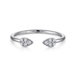 14K White Gold Teardrop Pave Diamond Split Ring