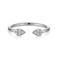 14K White Gold Teardrop Pave Diamond Split Ring