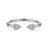 14K White Gold Teardrop Pave Diamond Split Ring - 0.1 ct