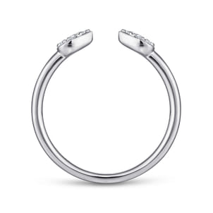 14K White Gold Teardrop Pave Diamond Split Ring