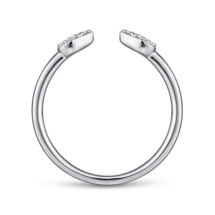 14K White Gold Teardrop Pave Diamond Split Ring