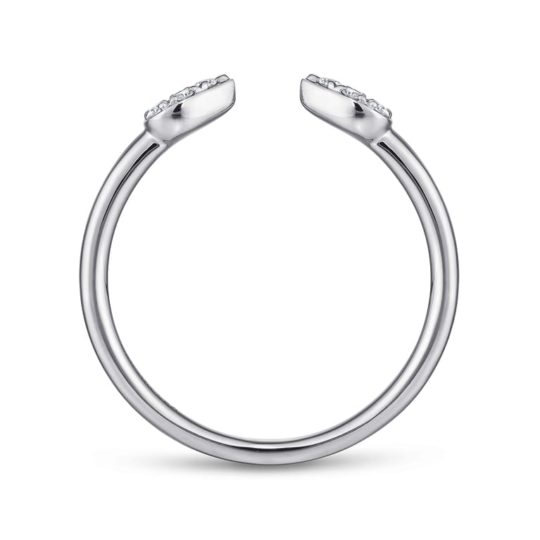 14K White Gold Teardrop Pave Diamond Split Ring - 0.1 ct - Shot 2