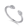 14K White Gold Teardrop Pave Diamond Split Ring - 0.1 ct