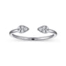 14K White Gold Teardrop Pave Diamond Split Ring - 0.1 ct