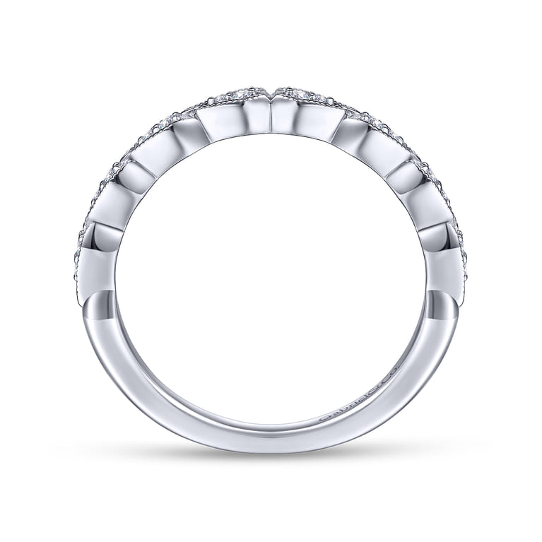 Straight Wedding Ring in 14k White Gold with Round Natural Diamond at Gabriel & Co. - Shot 2