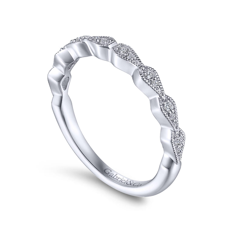 Straight Wedding Ring in 14k White Gold with Round Natural Diamond at Gabriel & Co. - Shot 3