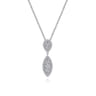 14K White Gold Teardrop and Marquise Diamond Pave Pendant Necklace - 0.35 ct