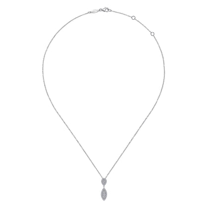 14K White Gold Teardrop and Marquise Diamond Pave Pendant Necklace
