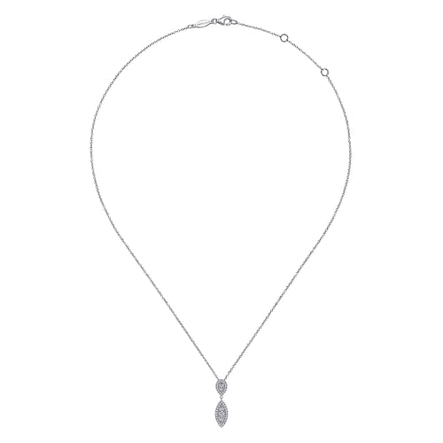 14K White Gold Teardrop and Marquise Diamond Pave Pendant Necklace - 0.35 ct - Shot 2
