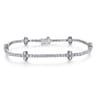 14K White Gold Tennis Bracelet with Quatrefoil Diamond Stations - 1.5 ct
