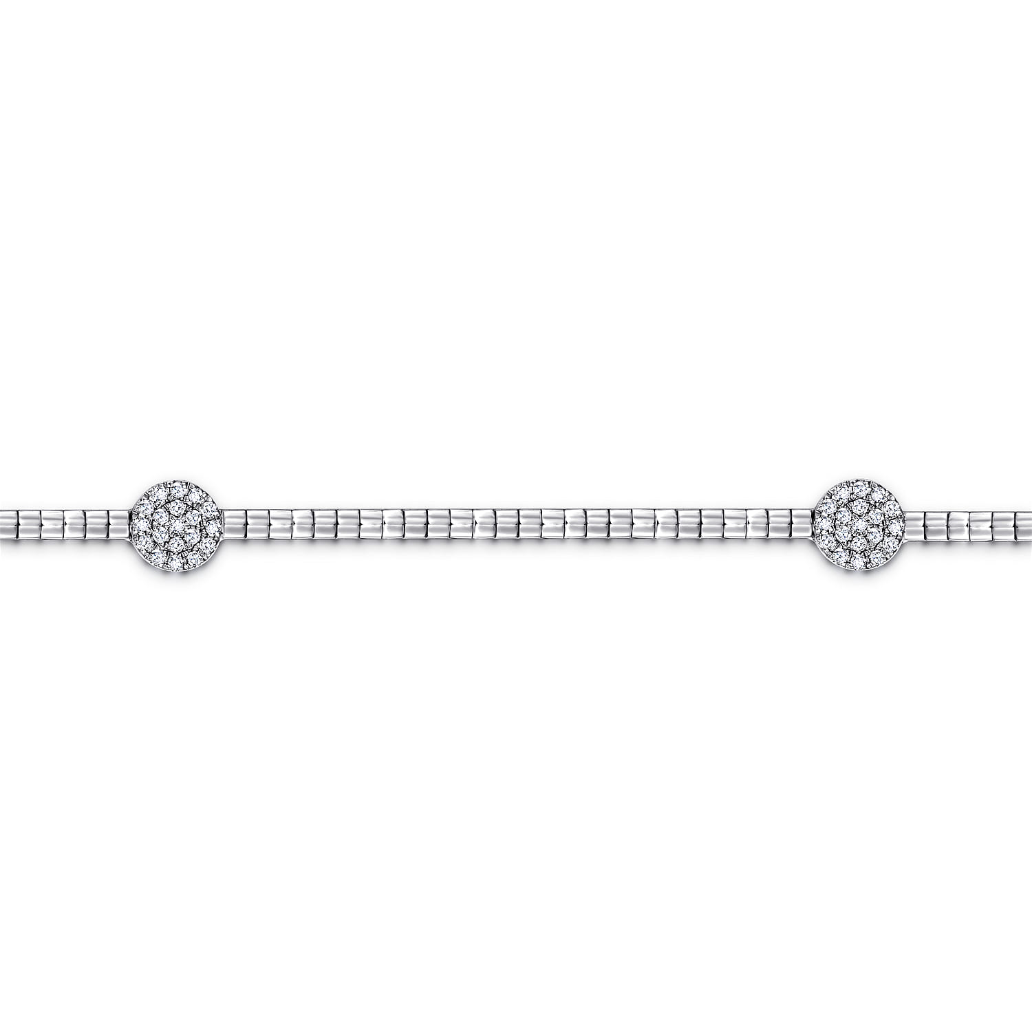 14K White Gold Tennis Bracelet with Round Cluster Diamond Stations - 0.4 ct - Shot 2