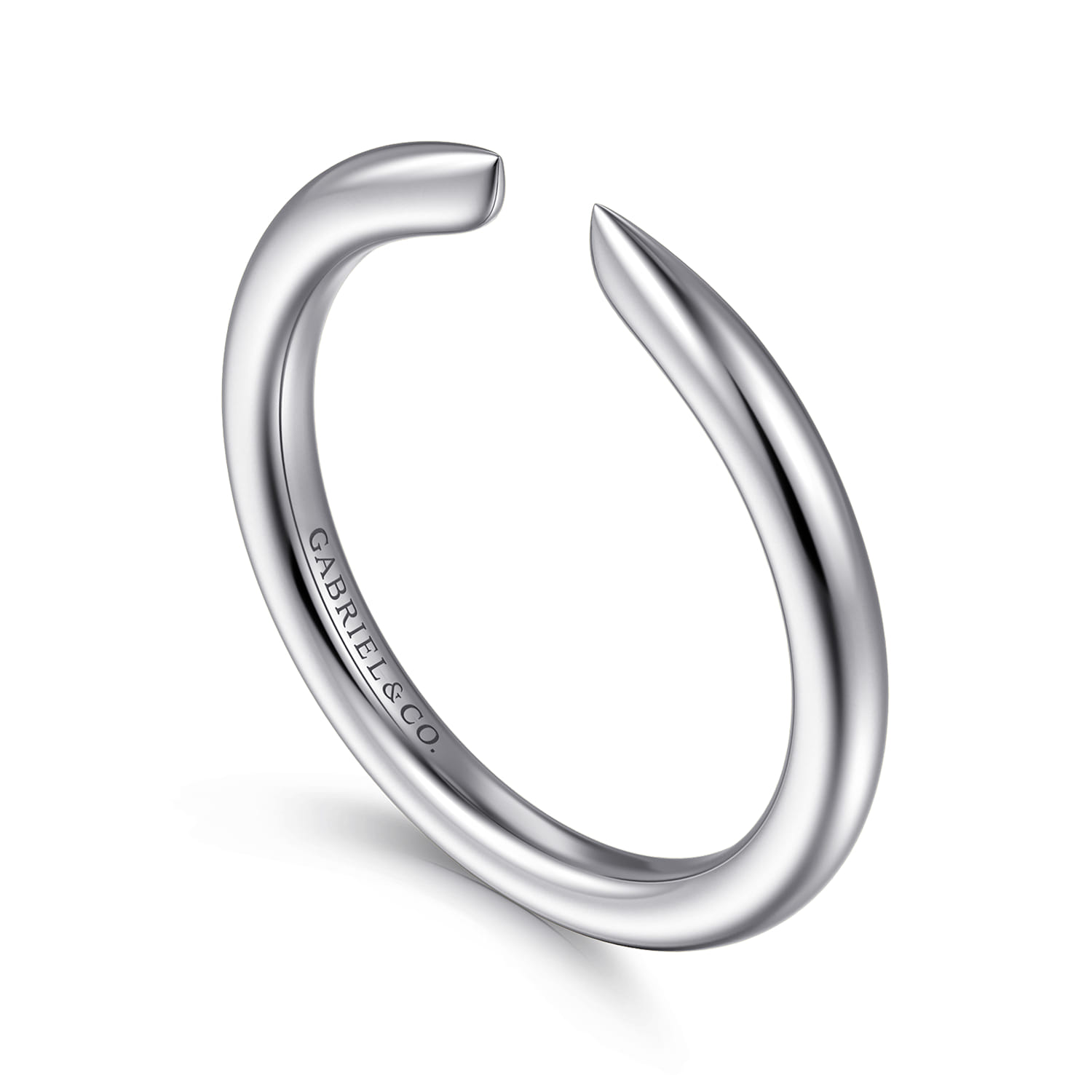Open Ring Wedding Ring in 14k White Gold with   at Gabriel & Co. - Shot 3