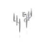 14K White Gold Three Bar Diamond Stud Earrings - 0.11 ct