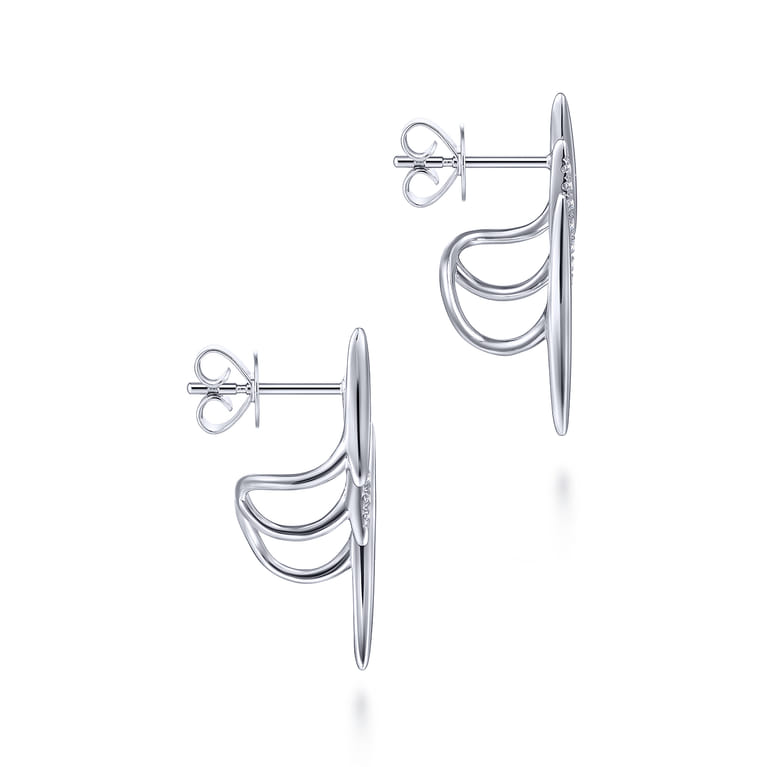 14K White Gold Three Bar Diamond Stud Earrings - 0.11 ct - Shot 3