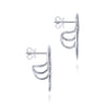 14K White Gold Three Bar Diamond Stud Earrings - 0.11 ct