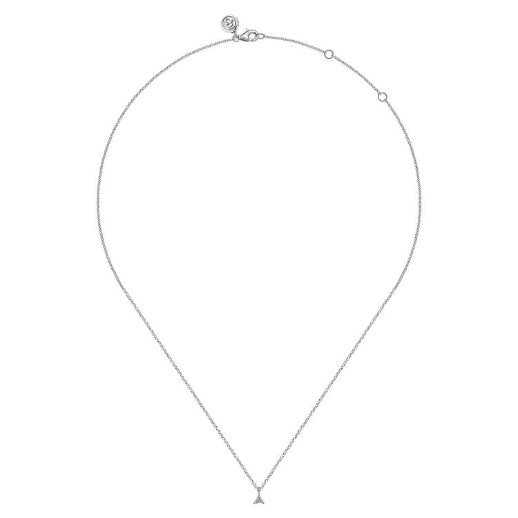 14K White Gold Three Diamond Cluster Pendant Necklace