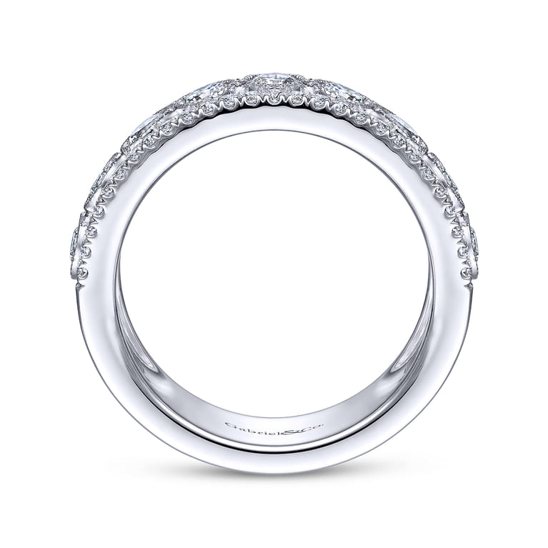 14K White Gold Three Row Diamond Band - 0.9 ct - Shot 2