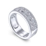 14K White Gold Three Row Diamond Band - 0.9 ct