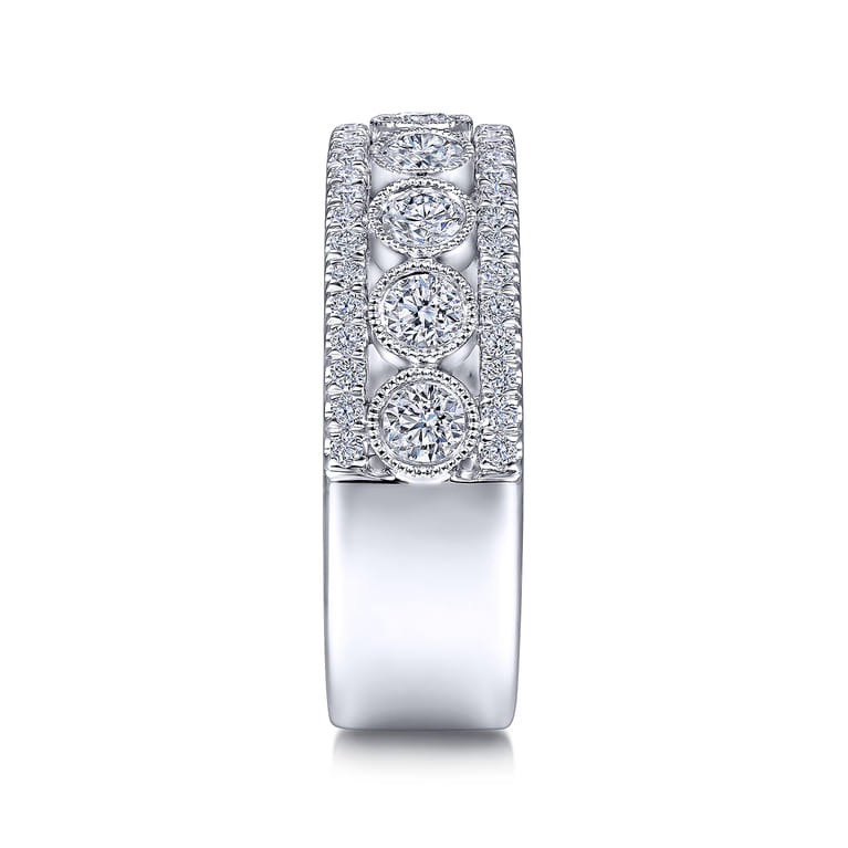 14K White Gold Three Row Diamond Band - 0.9 ct - Shot 4