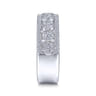 14K White Gold Three Row Diamond Band - 0.9 ct