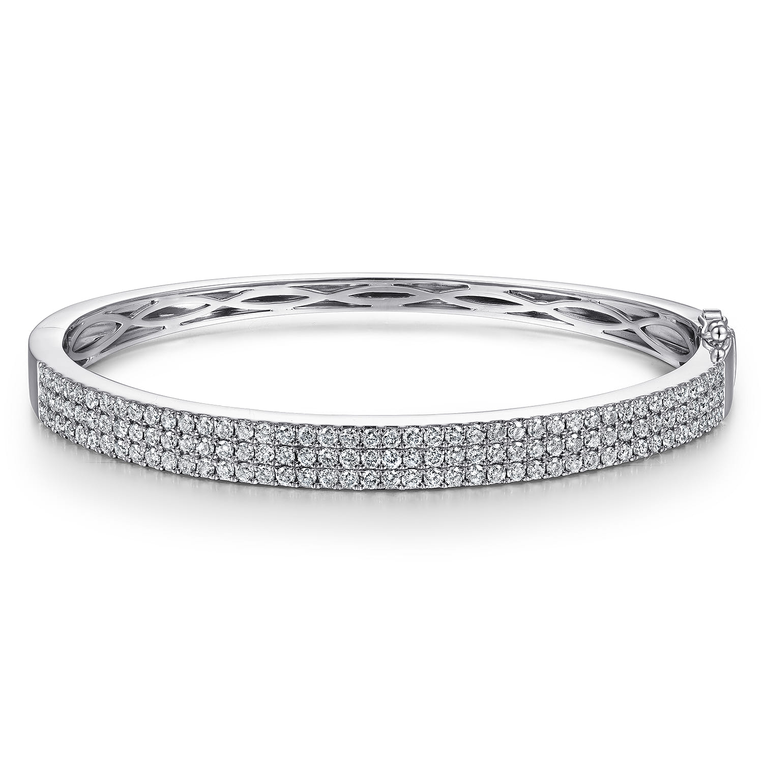 14K White Gold Three Row Diamond Bangle - 2.15 ct - Shot 1
