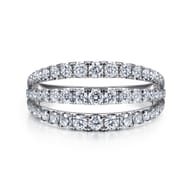 14K White Gold Three Row Diamond Ring