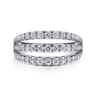 14K White Gold Three Row Diamond Ring - 1 ct